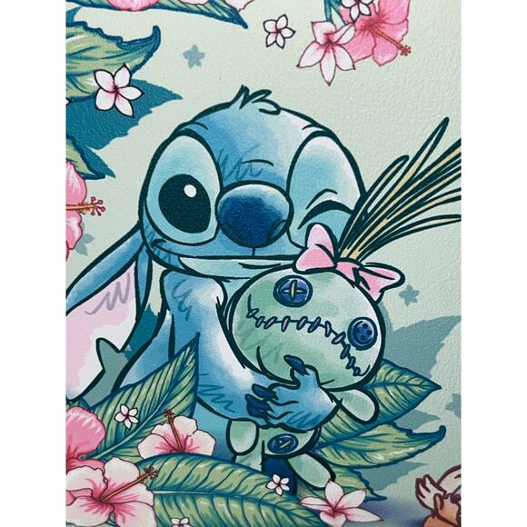 Loungefly Floral Stitch Scrump Green Mini Backpack Wallet - Picture 3 of 10